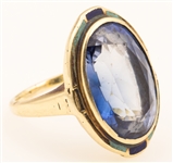14K YELLOW GOLD BLUE SAPPHIRE RING