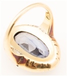 14K YELLOW GOLD BLUE SAPPHIRE RING