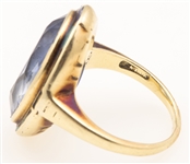14K YELLOW GOLD BLUE SAPPHIRE RING