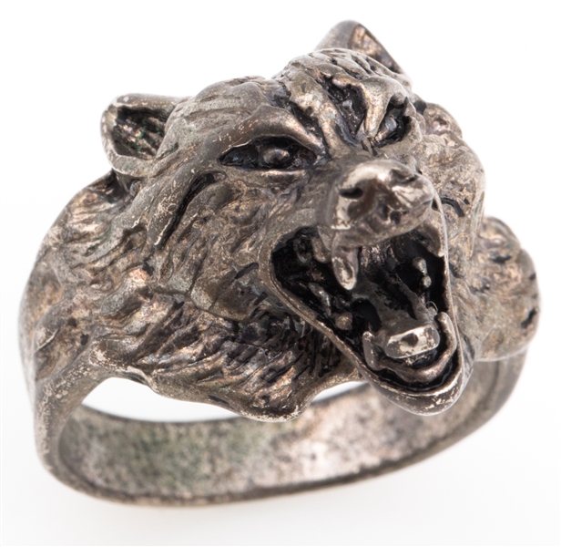 SILVER TONE WOLF FASHION RING