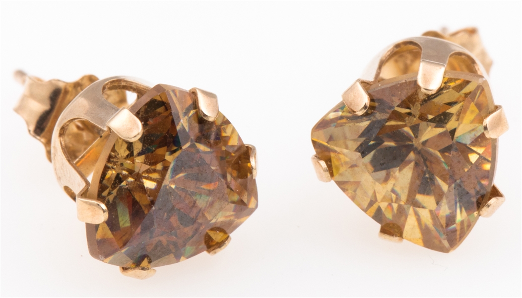 14K GOLD CITRINE STUD EARRINGS