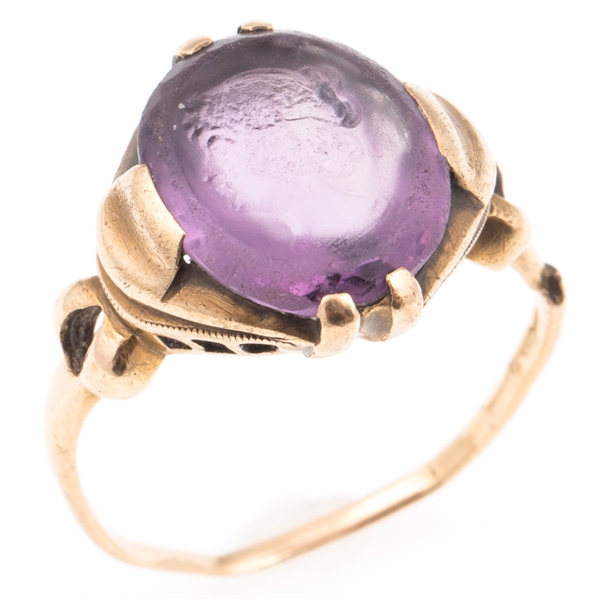 10K GOLD AMETHYST CAMEO RING