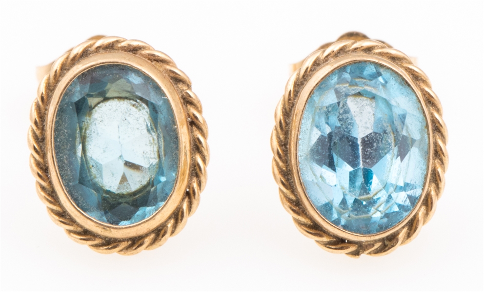 14K GOLD AQUAMARINE EARRINGS