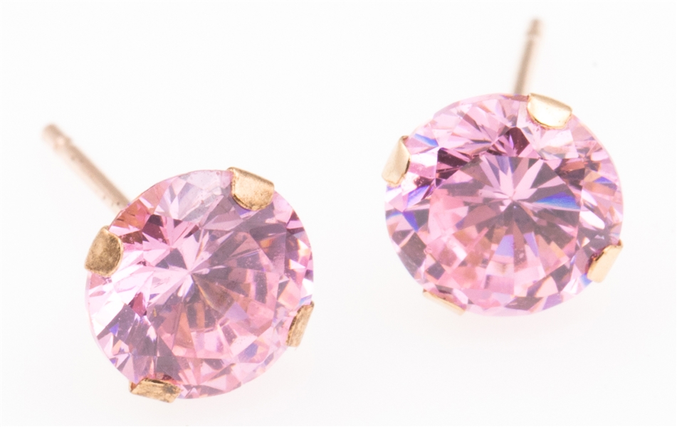 10K GOLD PINK TOURMALINE STUD EARRINGS