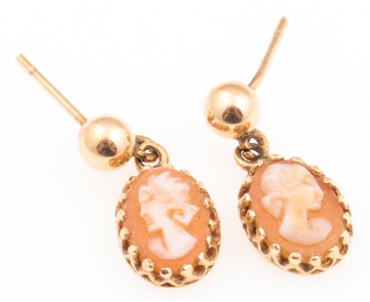 14K GOLD CAMEO EARRINGS