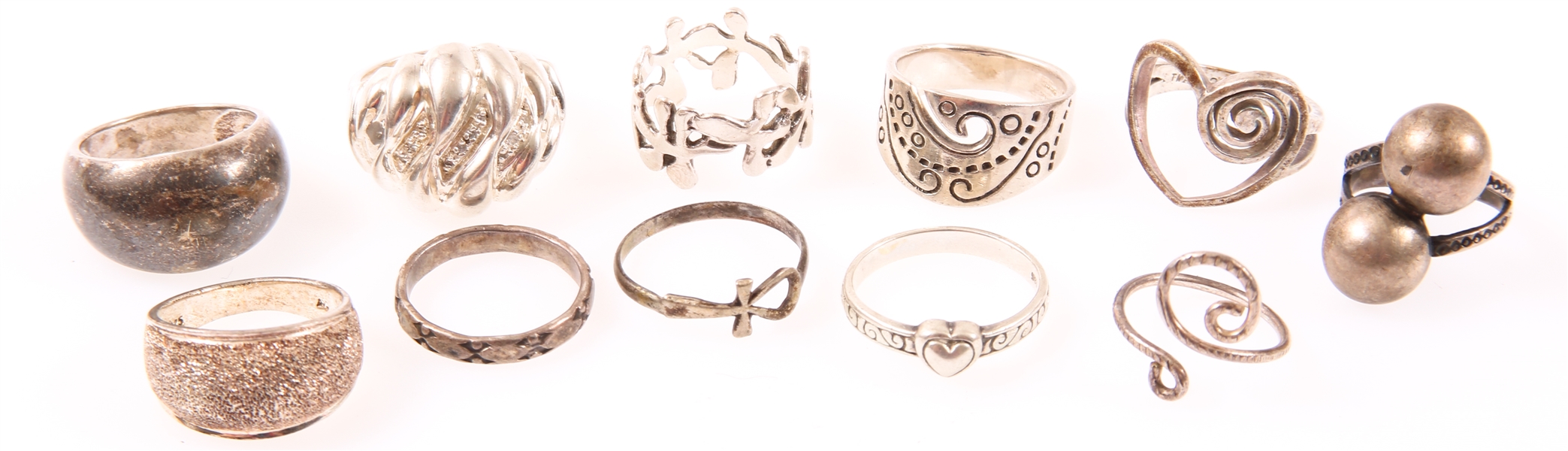 STERLING SILVER FASHION RINGS - LOT OF 11