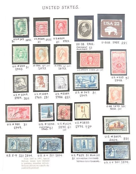 US POSTAGE STAMPS 1870 - 2004 LOT OF 24