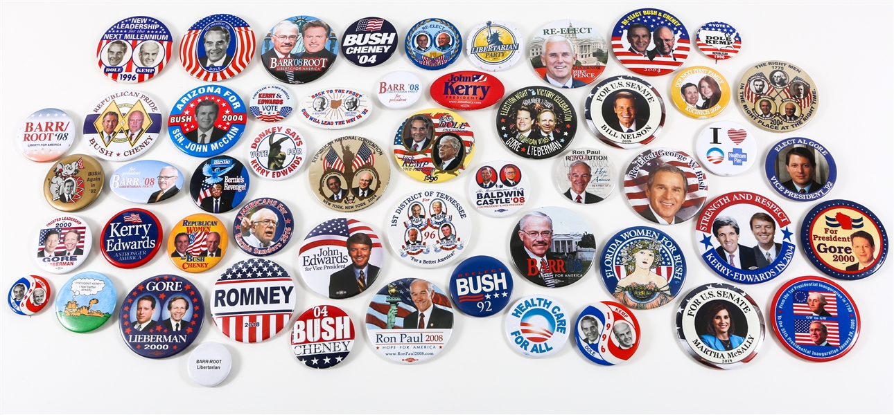 PRESIDENTIAL POLITICAL CAMPAIGN BUTTONS - 1992 TO 2018