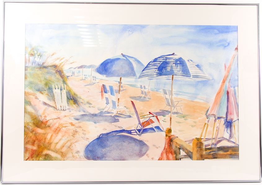 KATHRYN MORGANELLI "DOWN TO THE BEACH" WATERCOLOR ON PAPER