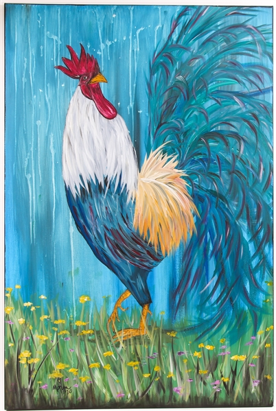 MICHAEL GREEN "COVID THE COCKY COCK" ACRYLIC ON CANVAS