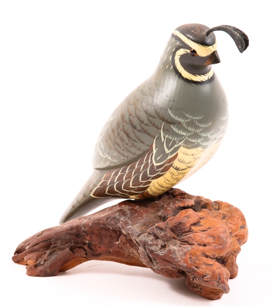 WOODEN QUAIL FIGURE BY K BASTA