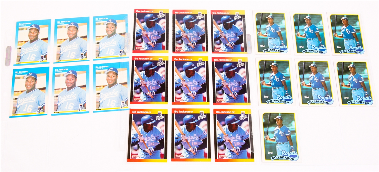 EARLY BO JACKSON BASEBALL CARDS - LOT OF 22