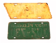 1937 LICENSE PLATES - FLORIDA AND TENNESSEE
