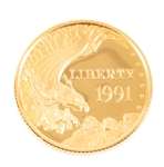 1991 U.S. $5 MOUNT RUSHMORE COMMEMORATIVE GOLD COIN