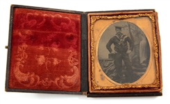 SPANISH-AMERICAN WAR 1/6 TINTYPE OF NAVY SAILOR 