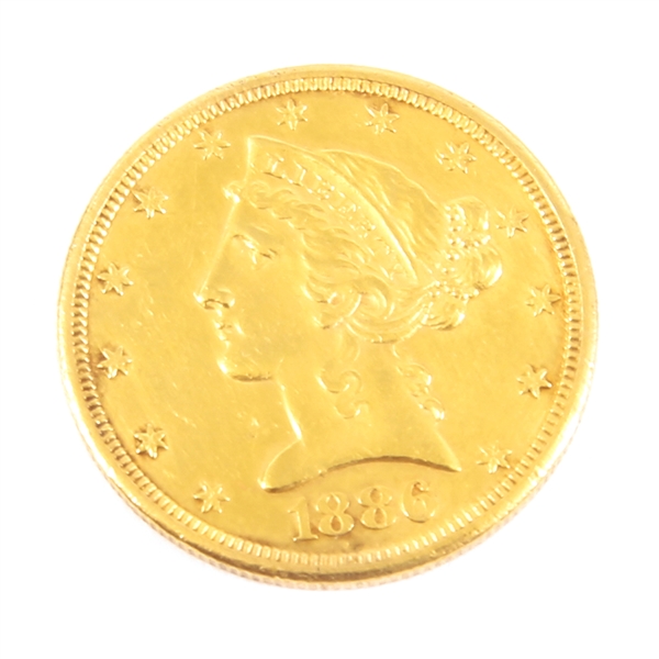 1886-S U.S. $5 LIBERTY HEAD GOLD COIN
