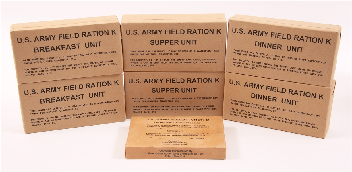 Lot Detail - REPRODUCTION U.S. ARMY FIELD RATION K - LOT OF 7