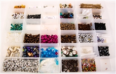 BEADS - GLASS, ACRYLIC, COMPOSITE - LOT OF 7 BEAD HOLDERS