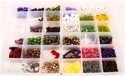BEADS - GLASS, ACRYLIC, COMPOSITE - LOT OF 7 BEAD HOLDERS