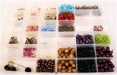BEADS - GLASS, ACRYLIC, COMPOSITE - LOT OF 7 BEAD HOLDERS