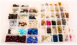 BEADS - GLASS, ACRYLIC, COMPOSITE - LOT OF 6 BEAD HOLDERS