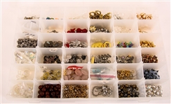 BEADS - GLASS, ACRYLIC, COMPOSITE - LOT OF 5 BEAD HOLDERS