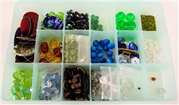BEADS - GLASS, ACRYLIC, COMPOSITE - LOT OF 5 BEAD HOLDERS