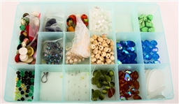 BEADS - GLASS, ACRYLIC, COMPOSITE - LOT OF 5 BEAD HOLDERS