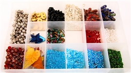 BEADS - GLASS, ACRYLIC, COMPOSITE - LOT OF 5 BEAD HOLDERS