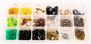 BEADS - GLASS, ACRYLIC, COMPOSITE - LOT OF 5 BEAD HOLDERS