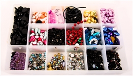 BEADS - GLASS, ACRYLIC, COMPOSITE - LOT OF 5 BEAD HOLDERS
