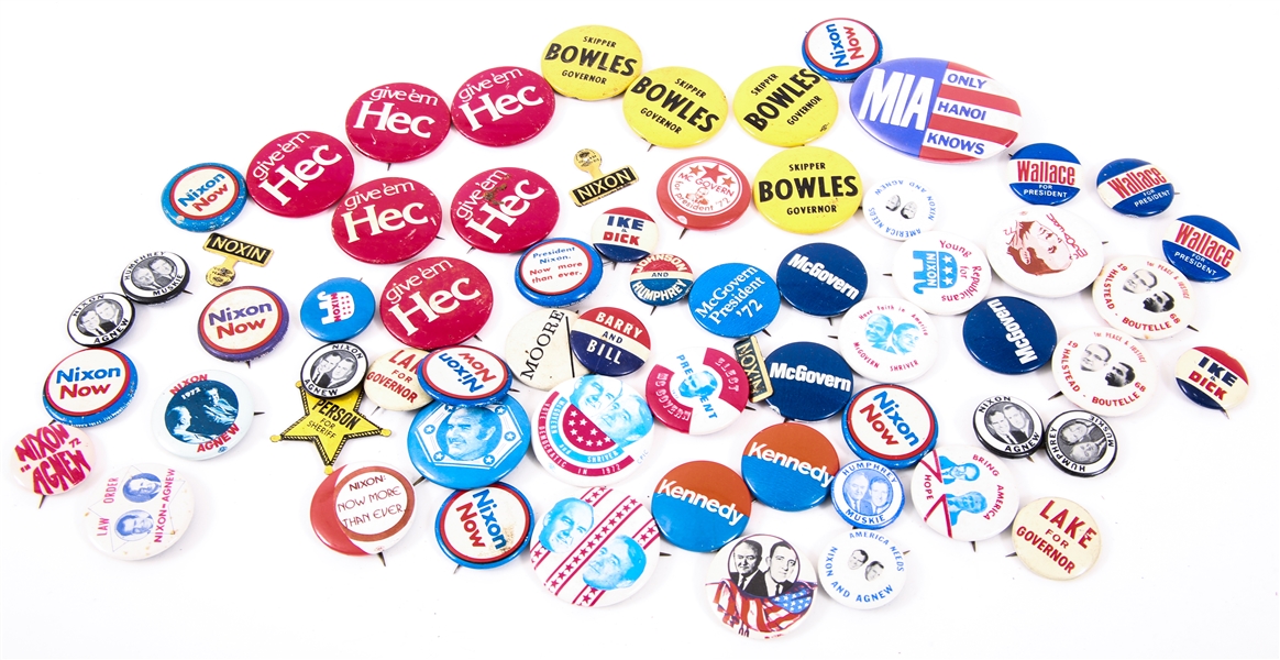 PRESIDENTIAL & GUBERNATORIAL CAMPAIGN BUTTONS - 1960s - 1970s