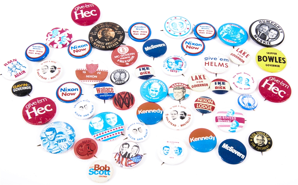 PRESIDENTIAL & GUBERNATORIAL CAMPAIGN BUTTONS PINS - 1960s - 1970s