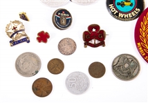 MISCELLANEOUS PINS, TOKENS - GIRL SCOUTS, NOVELTY & MORE