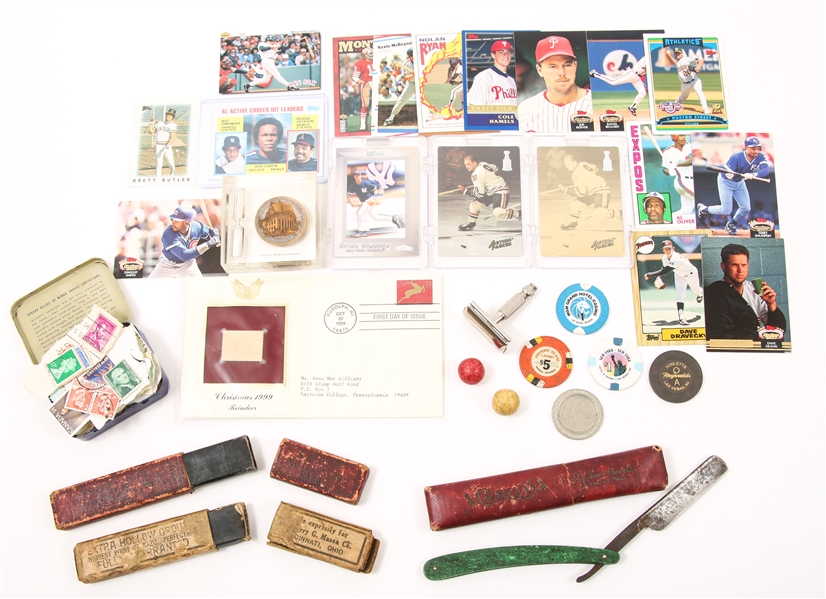 ESTATE COLLECTIBLES - RAZORS, SPORTING CARDS, TOKENS, & MORE