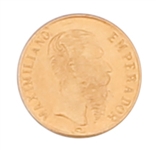 1865 B IMPERIAL MEXICAN 1 PESO GOLD COIN