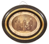 FRAMED 19TH C. CABINET CARD PORTRAIT OF FIVE MEN