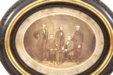 FRAMED 19TH C. CABINET CARD PORTRAIT OF FIVE MEN