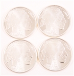 1 OZT U.S. 1937 BUFFALO SILVER BULLION ROUND - LOT OF 4