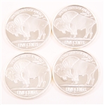 1 OZT U.S. 1937 BUFFALO SILVER BULLION ROUND - LOT OF 4