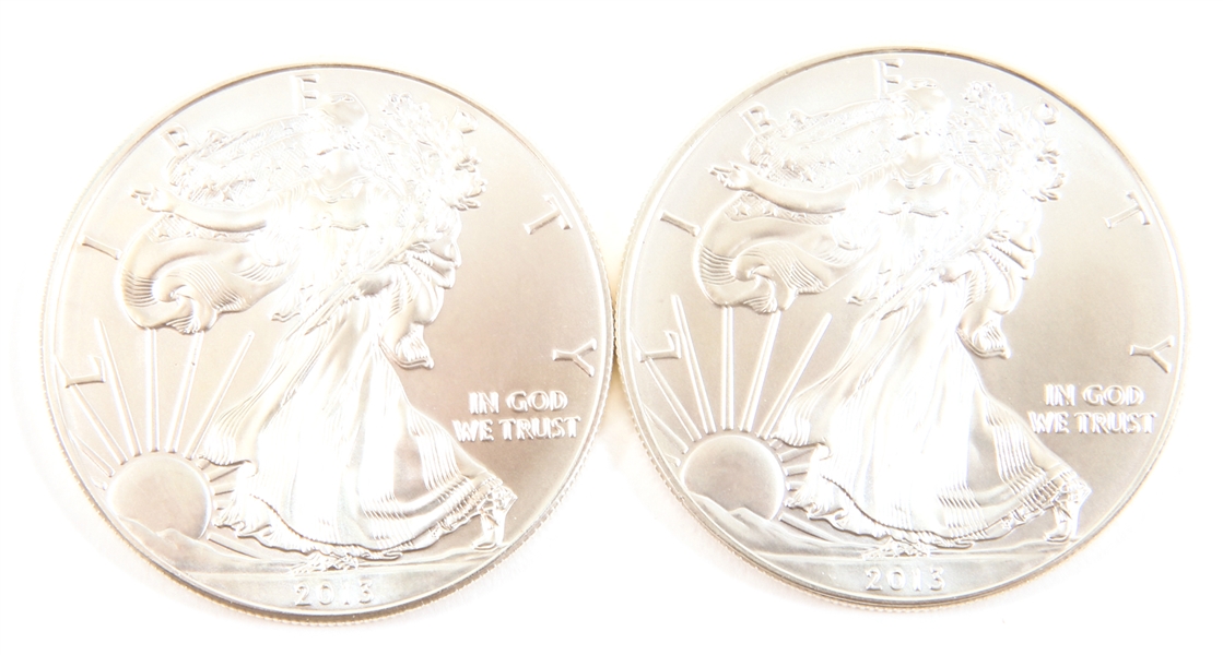 2013 U.S. 1 OZT SILVER EAGLE - LOT OF 2