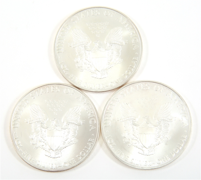 2008 U.S. 1 OZT SILVER EAGLE - LOT OF 3