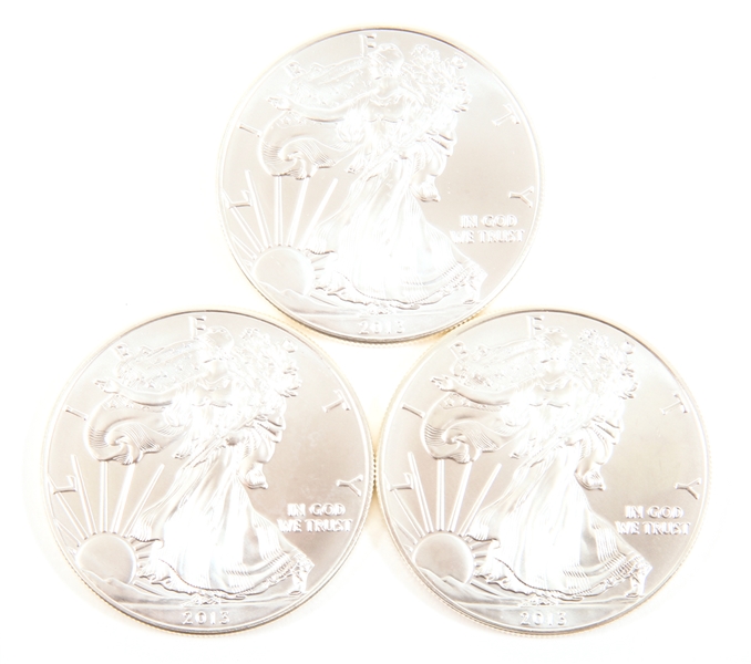2013 U.S. 1 OZT SILVER EAGLE - LOT OF 3