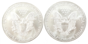 2002 U.S. SILVER AMERICAN EAGLE COINS - LOT OF 2