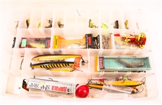 LARGE LOT OF FISHING LURES, TACKLE AND LINE