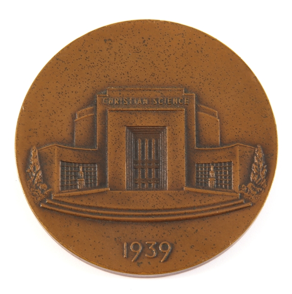 1939 N.Y. WORLDS FAIR CHRISTIAN SCIENCE BUILDING MEDAL
