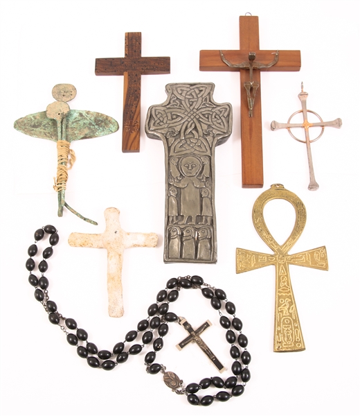 CRUCIFIXES, ROSARY, ANKH - LOT OF 8