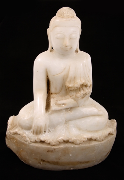 MEDITATING BUDDHA STONE CARVED STATUE