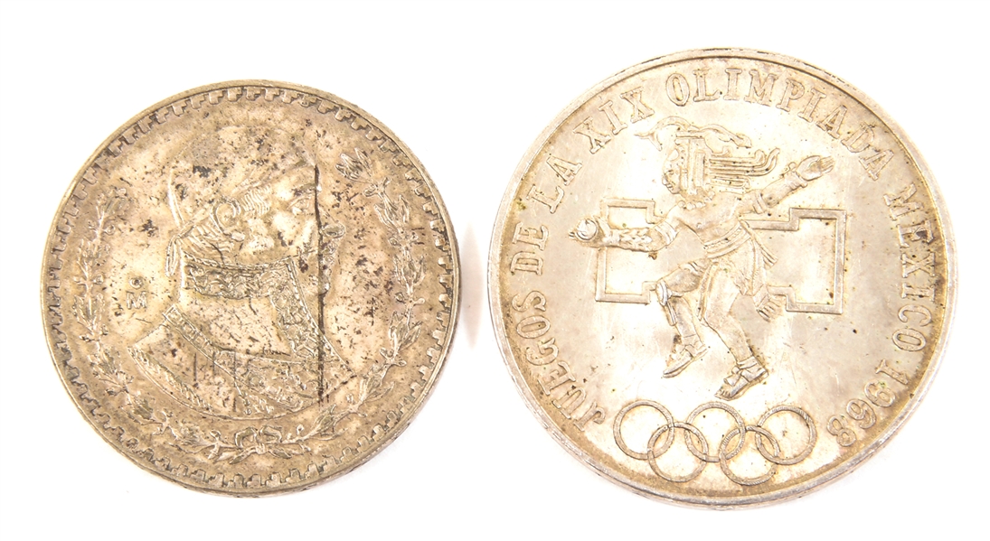 1961 & 1968 MEXICAN SILVER COINS - 1 PESO, 25 PESOS