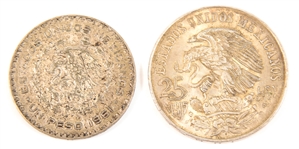 1961 & 1968 MEXICAN SILVER COINS - 1 PESO, 25 PESOS